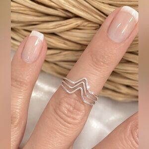 Sterling silver triple chevron ring